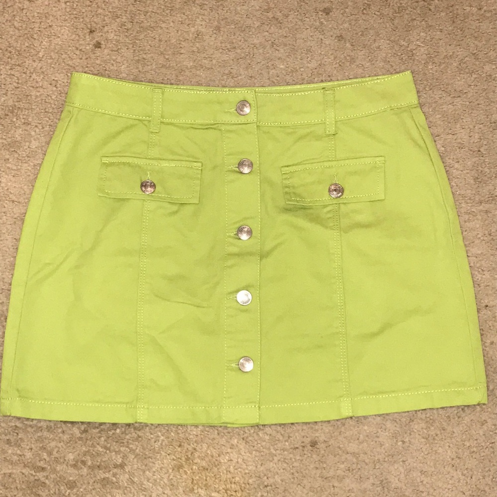 Button-Front Twill Skirt